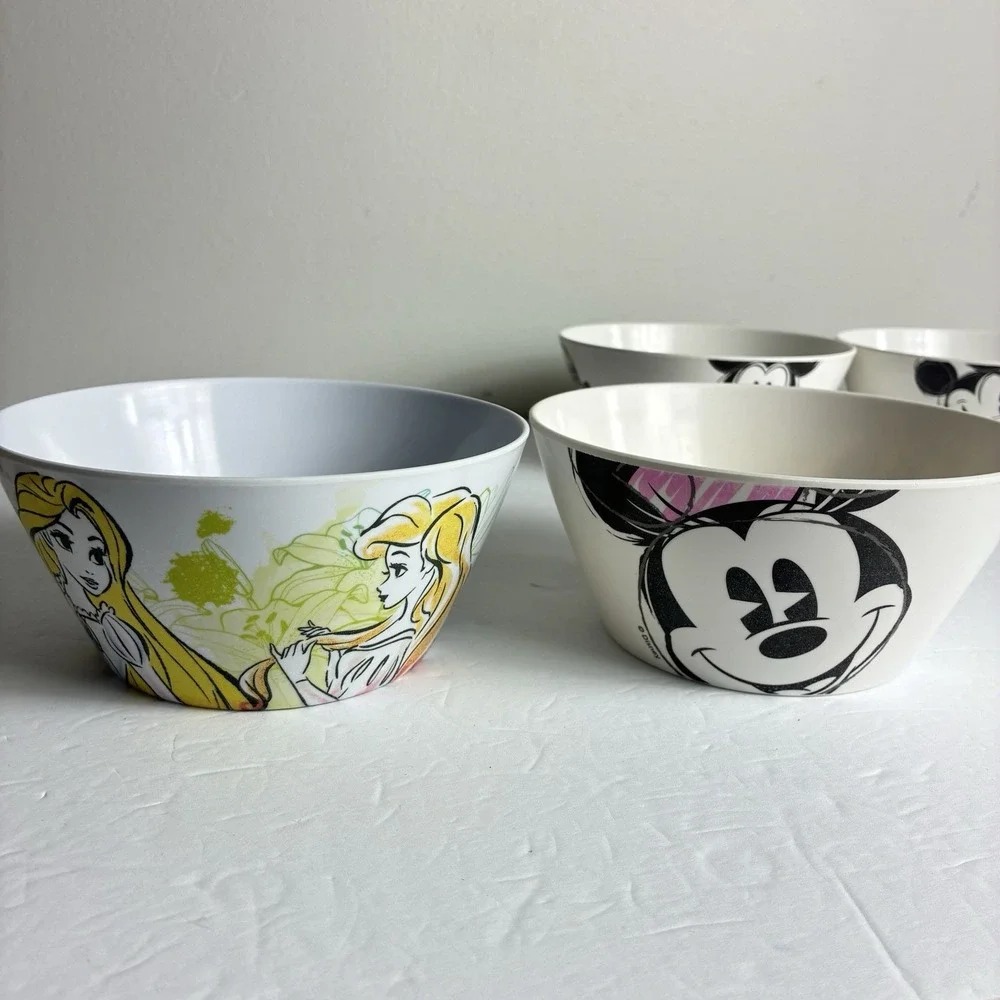 Disney Zak Designs Sketchbook Pattern 4 Piece Set Plates Bowls Mickey Mouse 6